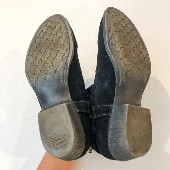 ROAN by Bed Stu Black Suede Western Bohemian Almond Toe Buckle Ankle Booties 10 - Picture 6 of 8
